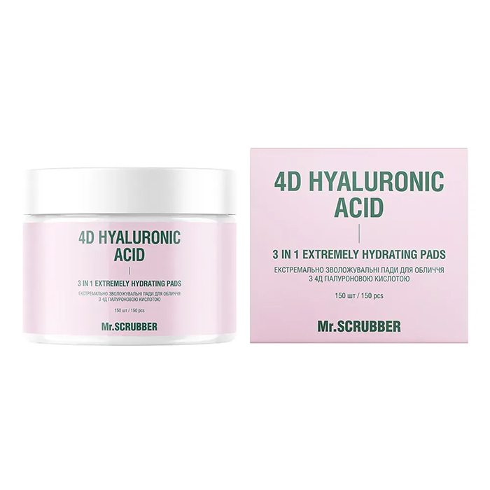 Mr.Scrubber 4D Hyaluronic Acid Extreme Hydration Face Pads — екстремально зволожувальні пади для обличчя, 150 шт